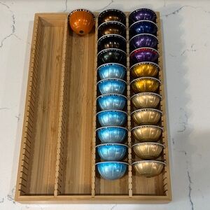 Bamboo Coffee Pod Holder Organizer Holds Nespresso pods with 23 Pods